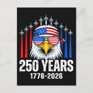 250 Jahrestag USA Patriotischer Adler 250.  Feiertagspostkarte