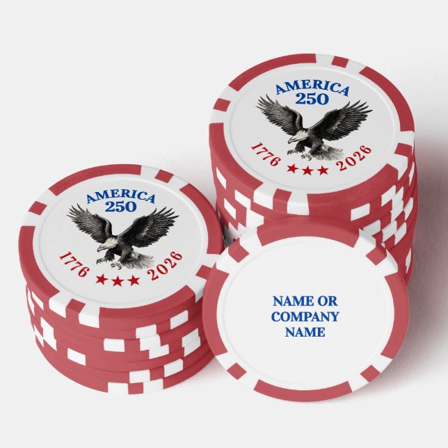 250. Jahrestag USA Weißkopfseeadler  Pokerchips (Stapel)