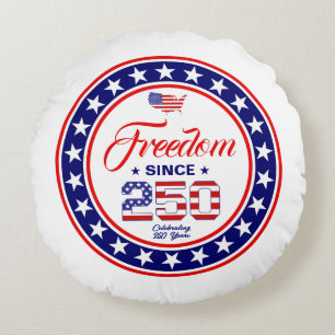250. Jubiläum 4. Juli Amerikanische Flagge Rundes Kissen