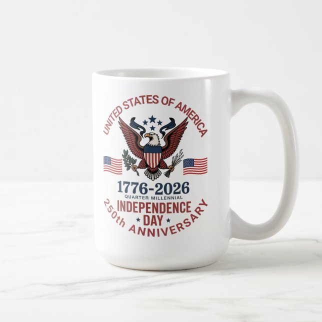 250. Jubiläum 4. Juli - Vintages Patriotisches Kaffeetasse (Rechts)