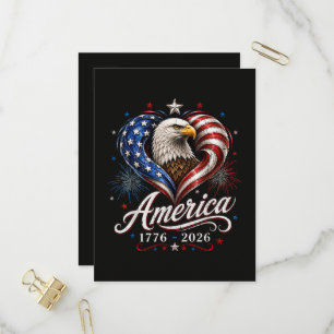 250. Jubiläum Amerika-Flagge Adler 250 Jahre Einladungspostkarte