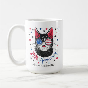 250. Jubiläum Amerika USA Flagge Sonnenbrille Katz Kaffeetasse