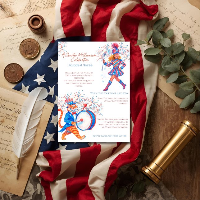 250. Jubiläum Patriotische Parade & Soiree Einladung (250th Anniversary Patriotic Parade & Soiree Invitation)