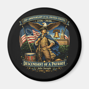 250. Jubiläum USA 1776–2026 Amerikanisches Erbe Magnet