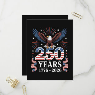 250. Jubiläum USA 1776 2026 Patriotischer Adler Einladungspostkarte