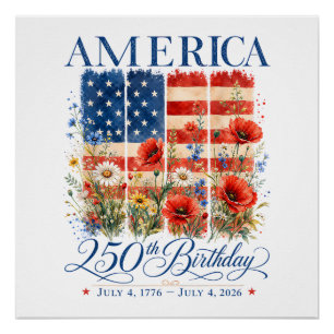 250. Jubiläum USA Frauen 4. Juli Amerika 25 Poster
