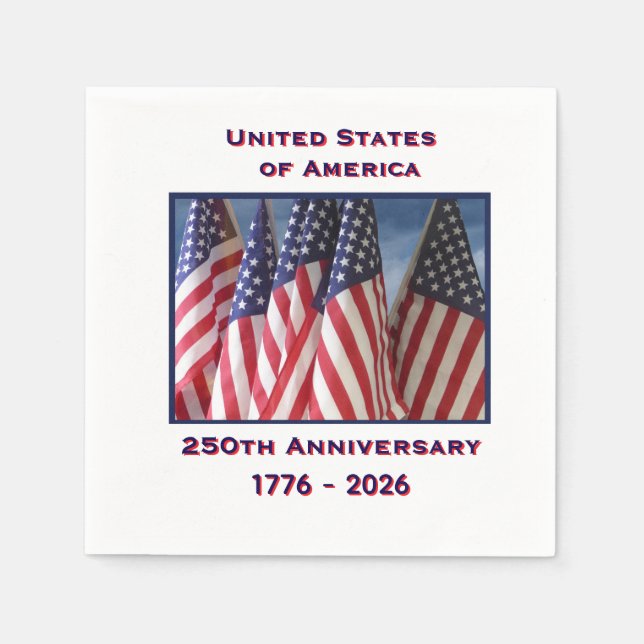 250. Jubiläum USA Patriotic Flags Paper Serviette (Vorderseite)