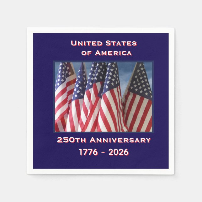 250. Jubiläum USA Patriotic Flags Paper Serviette (Vorderseite)