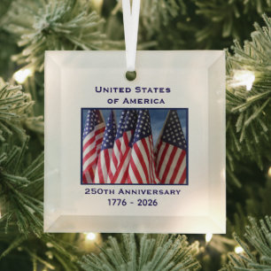 250. Jubiläum USA Patriotic Flags Premium Ornament Aus Glas