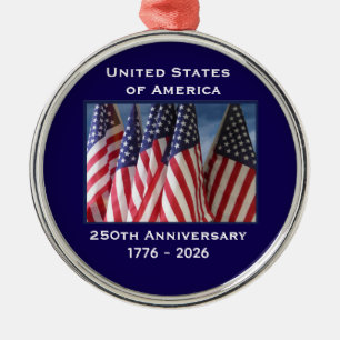 250. Jubiläum USA Patriotic Flags Premium Ornament Aus Metall