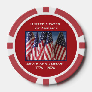 250. Jubiläum USA Patriotic Flags Premium Red Pokerchips