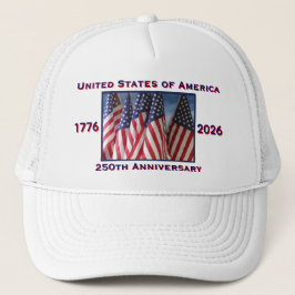 250. Jubiläum USA Patriotic Flags White Truckerkappe