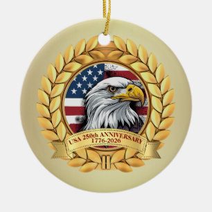250. Jubiläum USA Patriotisch   1776–2026 Keramik Ornament