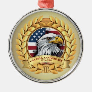 250. Jubiläum USA Patriotisch   1776–2026 Ornament Aus Metall