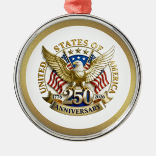 250. Jubiläum USA Patriotisch   1776–2026 Ornament Aus Metall