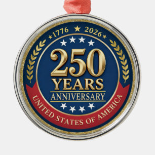250. Jubiläum USA Patriotisch   1776–2026 Ornament Aus Metall