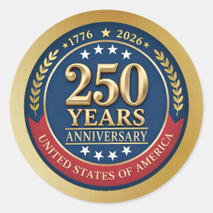 250. Jubiläum USA Patriotisch 1776–2026 Runder Aufkleber