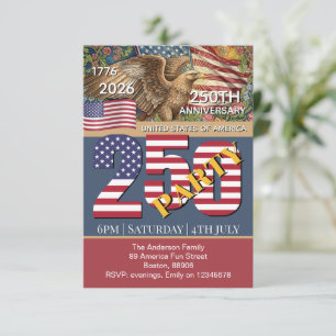 250. Jubiläum USA, Patriotisch, Amerikanische Flag Einladung