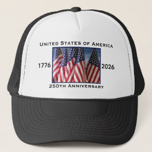 250. Jubiläum USA Patriotisch Schwarz Weiß Truckerkappe