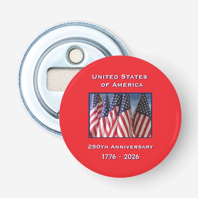 250. Jubiläum USA Patriotische amerikanische Flagg Flaschenöffner (Vorderseite)