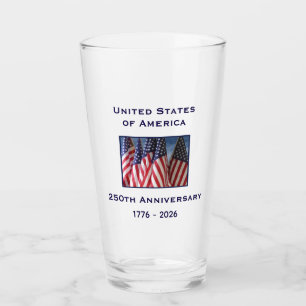 250. Jubiläum USA Patriotische amerikanische Flagg Glas