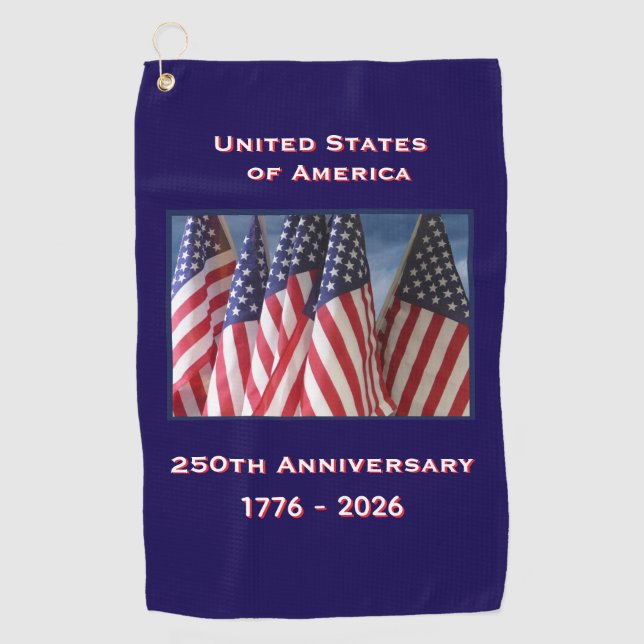 250. Jubiläum USA Patriotische amerikanische Flagg Golfhandtuch (Vorderseite)