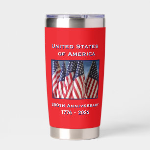 250. Jubiläum USA Patriotische amerikanische Flagg Thermobecher