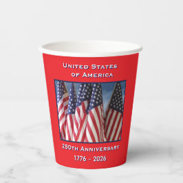 250. Jubiläum USA Patriotische Flaggen Pappbecher