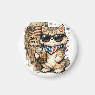250. Jubiläum USA Patriotische Katze Eiskaffee Magnet