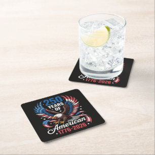 250. Jubiläum USA Patriotischer Adler 250 Jahre Rechteckiger Pappuntersetzer