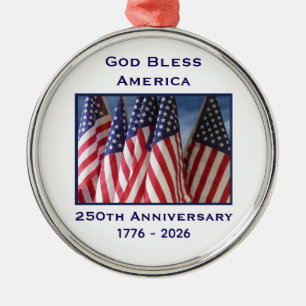 250. Jubiläum USA Patriotisches Gott segne Amerika Ornament Aus Metall