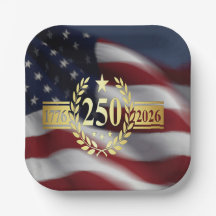 250. Jubiläums-Amerikanische-Flagge-Papierplatte –
