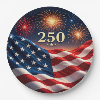 250. Jubiläums-Patriotische Feuerwerk-Flaggen-Part Pappteller