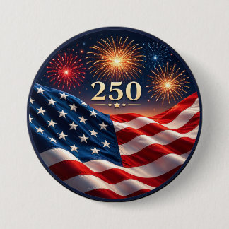 250. Jubiläums-Patriotisches Feuerwerk-Flaggen-Par Button