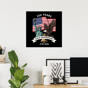 250. Jubiläums-Statue Liberty Eagle Flagge Poster
