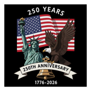 250. Jubiläums Statue of Liberty Adler Flagge Poster