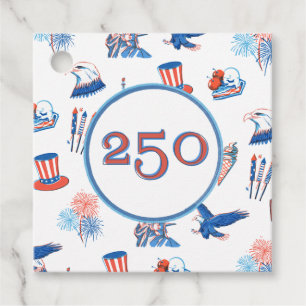 250. patriotische Wasserfarben-Party zum 4. Juli Geschenkanhänger