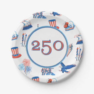 250. patriotische Wasserfarben-Party zum 4. Juli Pappteller
