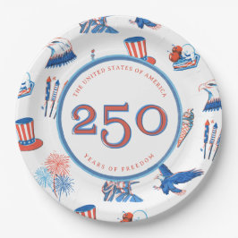 250. patriotische Wasserfarben-Party zum 4. Juli Pappteller