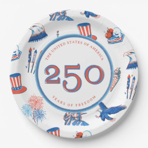 250. patriotische Wasserfarben-Party zum 4. Juli Pappteller