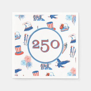 250. patriotische Wasserfarben-Party zum 4. Juli Serviette