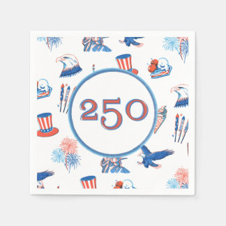 250. patriotische Wasserfarben-Party zum 4. Juli Serviette