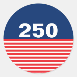 250 Red White and Blue USA Anniversary Runder Aufkleber