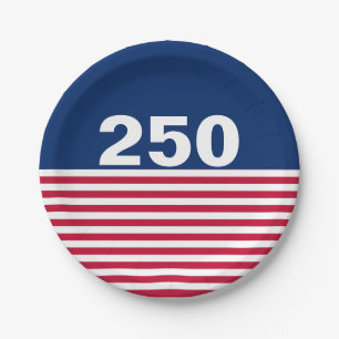 250 Rot Weiß Blau USA-Jubiläum Pappteller