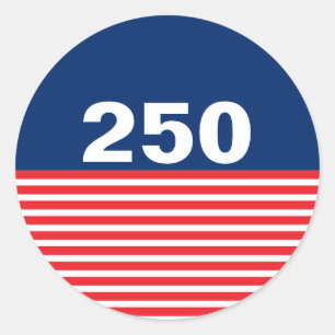 250 Rot Weiß Blau USA-Jubiläum Runder Aufkleber
