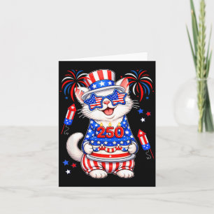 250 Stolz 4. Juli Flagge Katze Sonnenbrille Geburt Karte