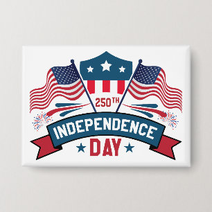 250. Unabhängigkeitstag USA-Flaggen & Feuerwerk Button