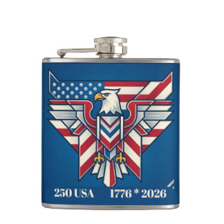 250 USA Freiheitsjubiläum 1776 bis 2026 Adler Kuns Flachmann