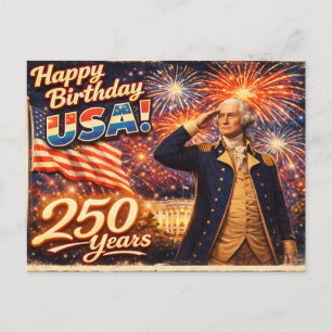 250 USA Jahre 4. Juli George Washington  Postkarte