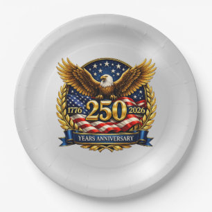 250. USA-Jubiläum Adler-Emblem  Pappteller